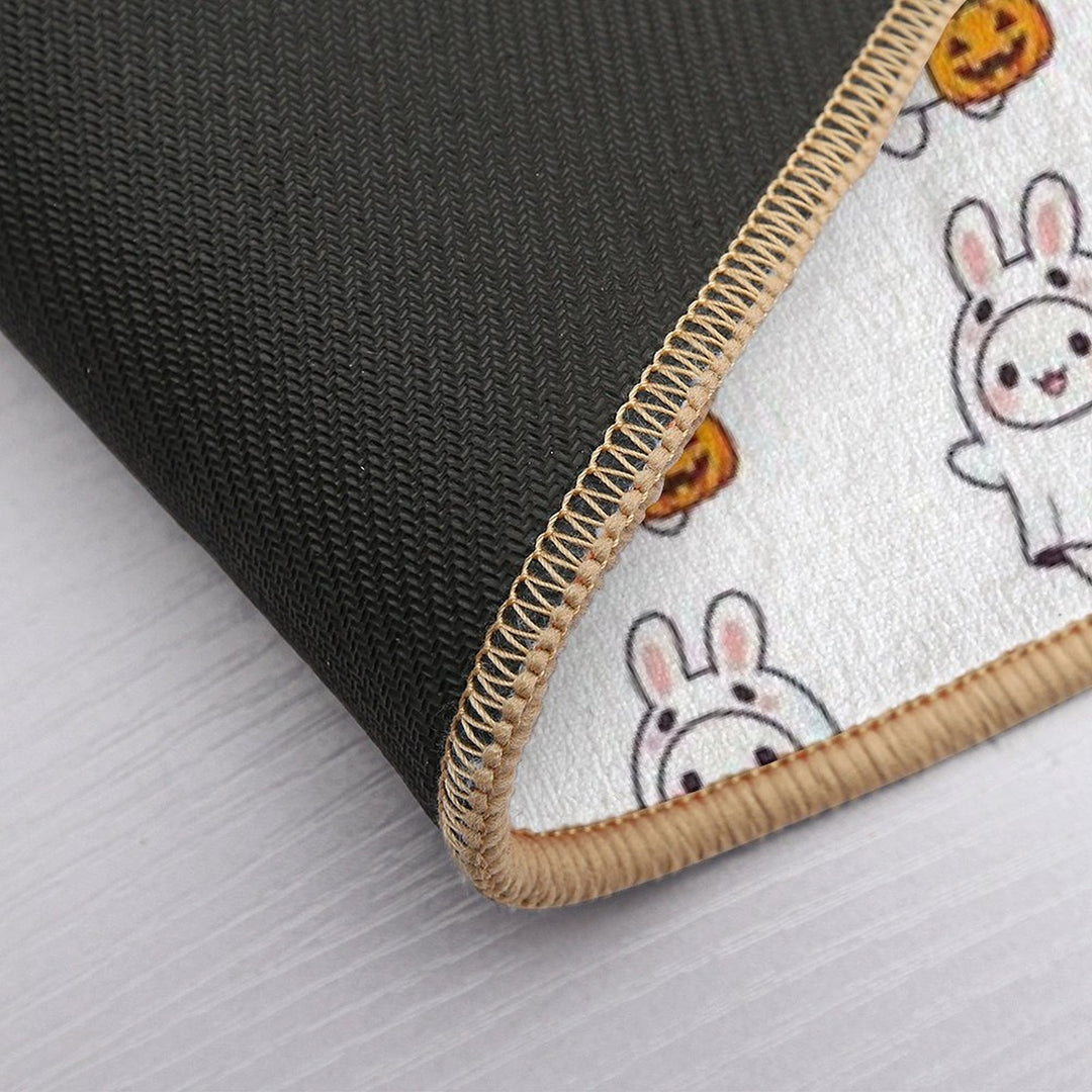 Halloween Ghost Bunny - Cute Fall Pastel Kawaii With Smiling Pumpkin  Toxin-Free Bath Mat