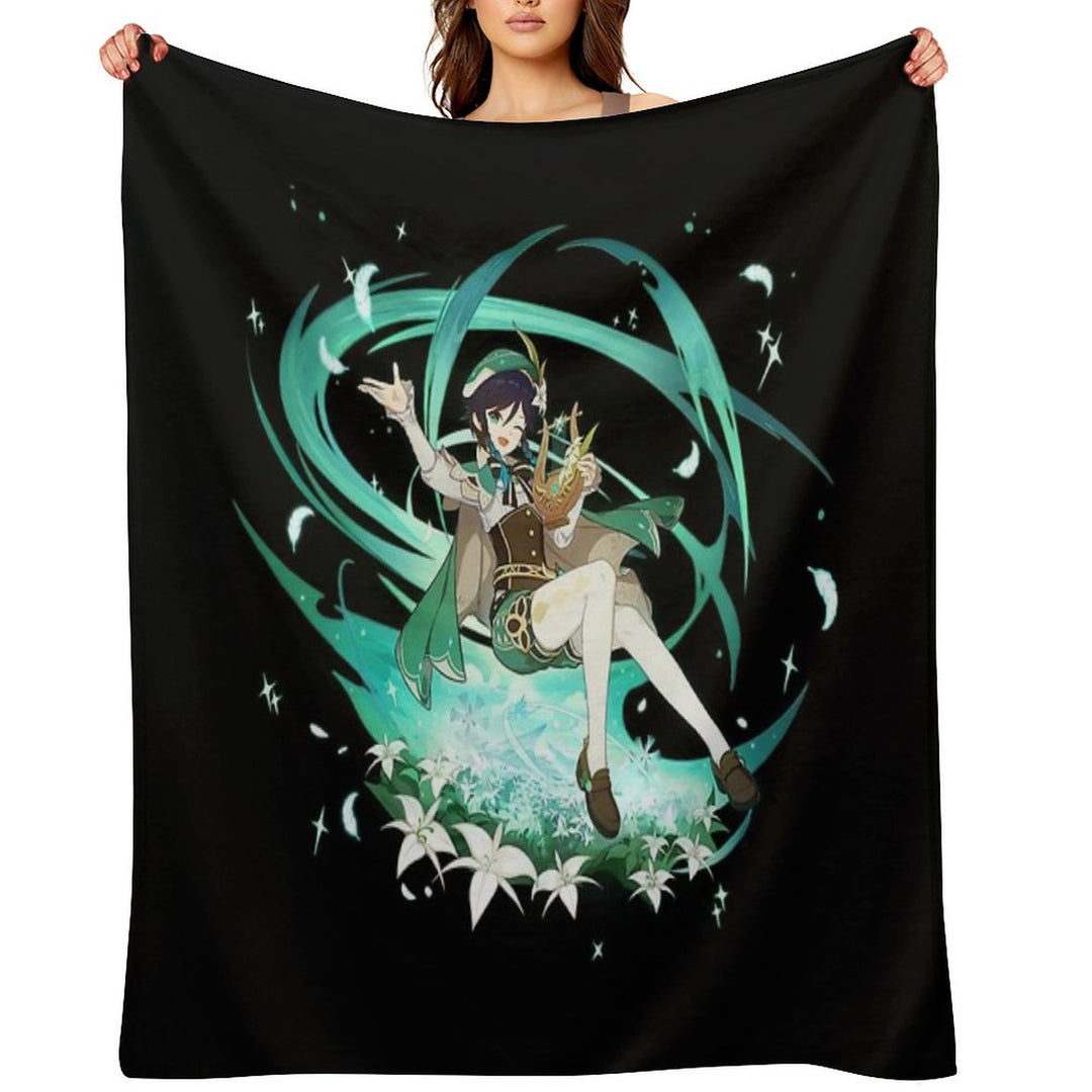Genshin Impact - Venti Official Character Wish - Gacha Splash Art Sustainable Throw Blanket