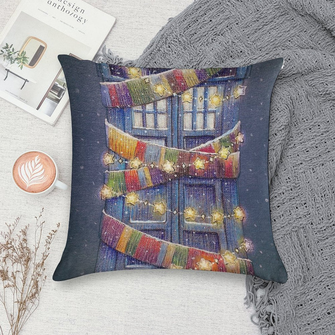 Christmas Police Box Soft Gift Ready Throw Pillow