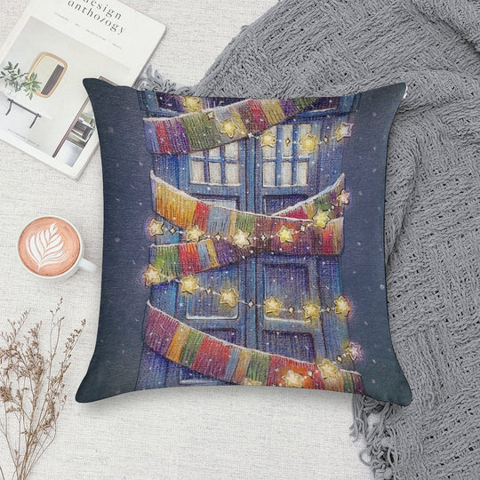Christmas Police Box Soft Gift Ready Throw Pillow