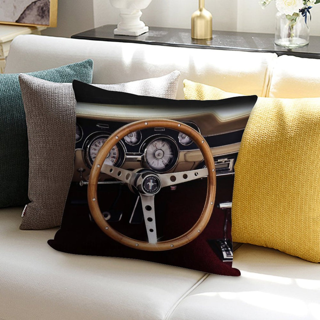 1967 Ford Mustang, Steering Wheel Soft Ultra-Soft Texture Throw Pillow