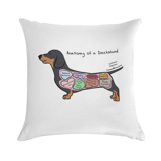 Anatomy of A Dachshund Soft Easy Maintenance Throw Pillow