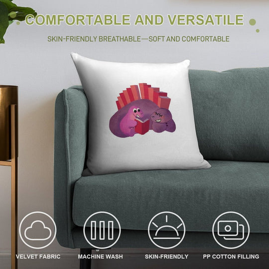 BOOK DINOSAURS 05 Soft Hidden Zipper Throw Pillow
