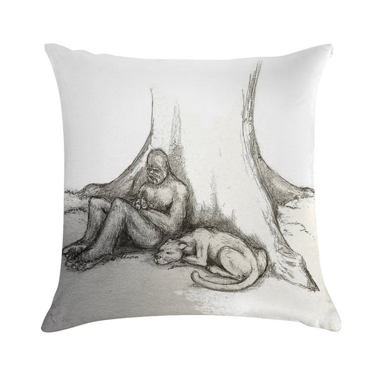 Bigfoot And Cougar Soft Washable Throw Pillow