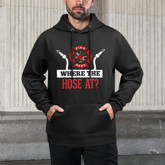Where The Hose At Funny Firefighter Gift Cotton-Polyester Blend Hoodie