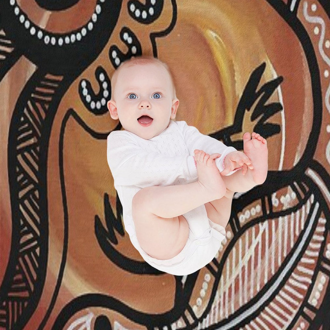 Authentic Aboriginal Art - Lizard Velvety-soft Throw Blanket