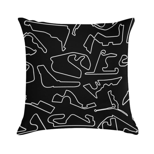 Formula One Circuits Outline - Black Soft Bedroom Essential Throw Pillow