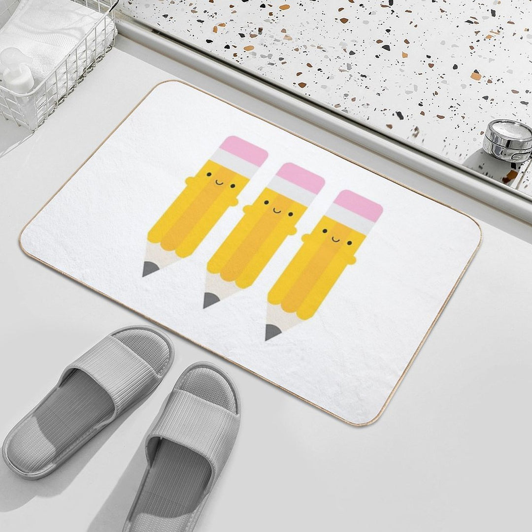 Happy Kawaii Pencils  Slip-Resistant Bath Mat