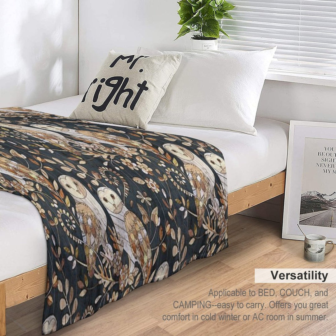 Wooden Wonderland Barn Owl Collage Travel-friendly Throw Blanket