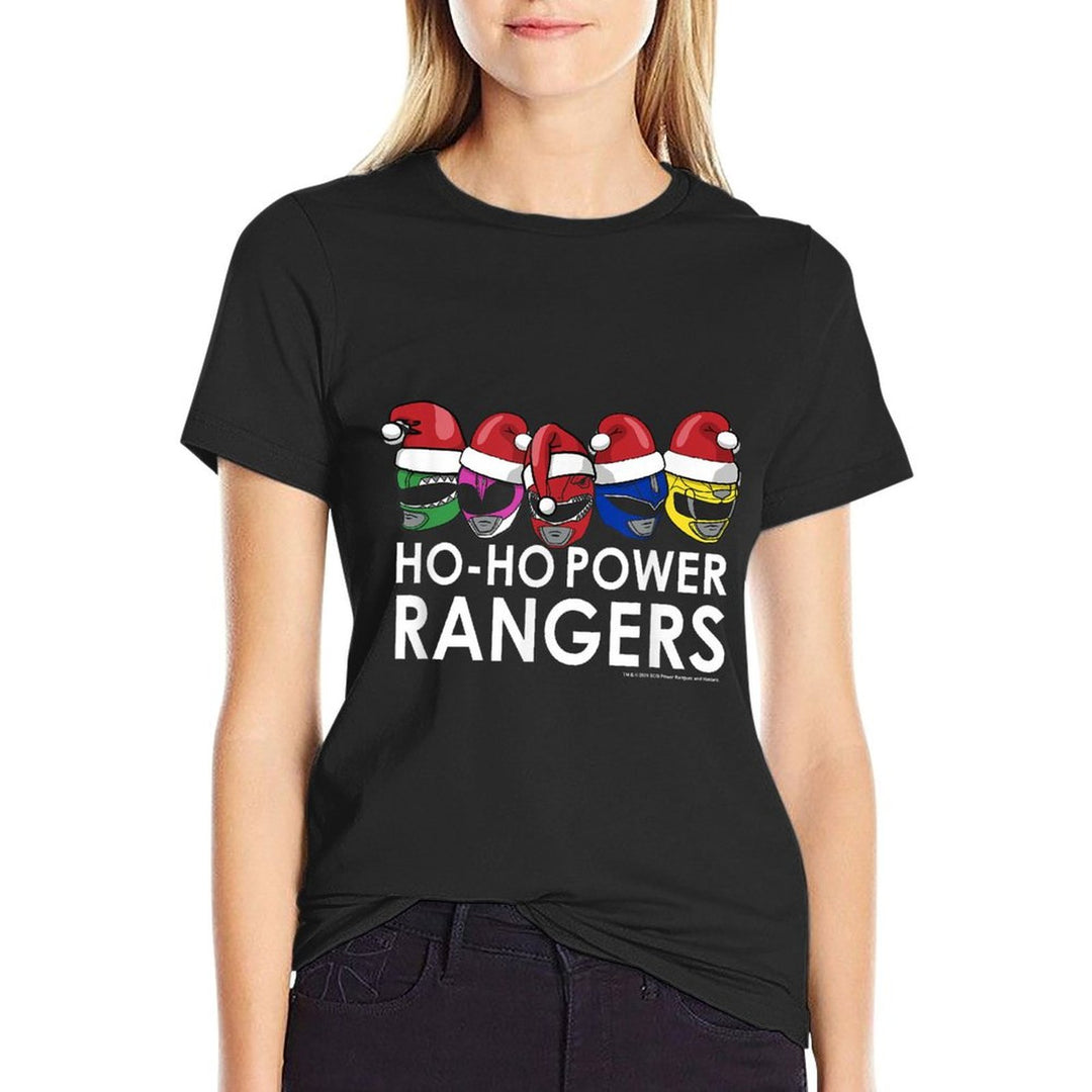 Power Rangers Christmas Group Shot Line Up Ho-Ho Rangers  Polyester Blend T-Shirt