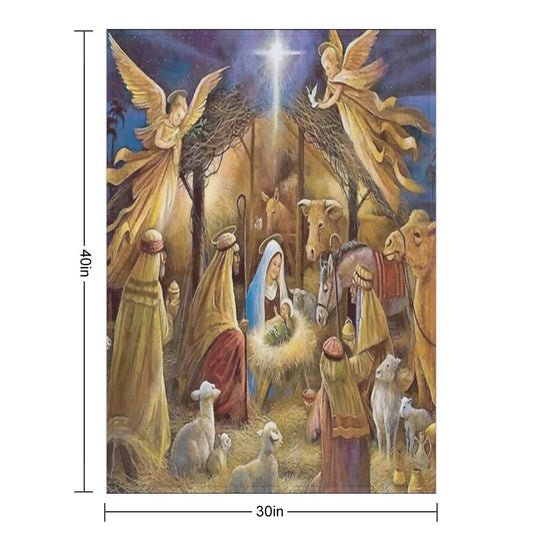 Christian Christmas Nativity Travel-friendly Throw Blanket