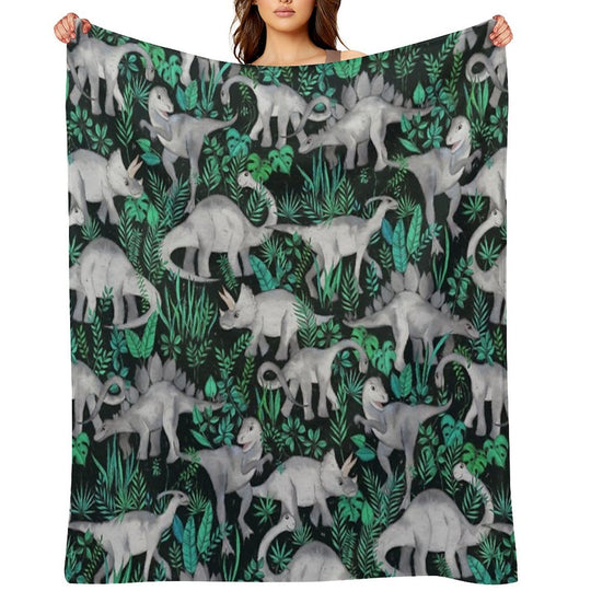 Dinosaur Jungle Velvety-soft Throw Blanket
