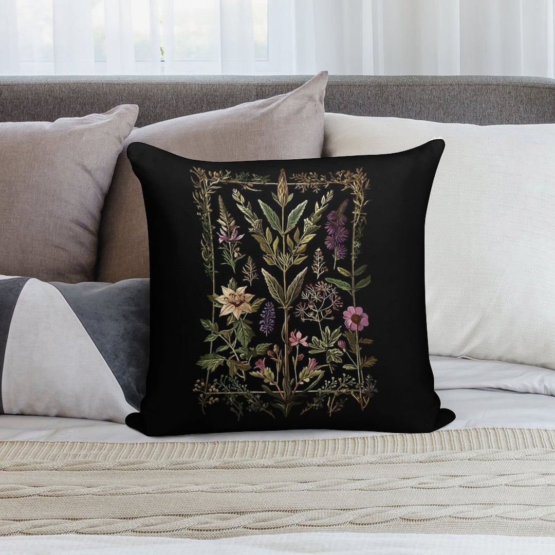 Dark Victorian Witch Herbs Soft Shrink-Resistant Throw Pillow