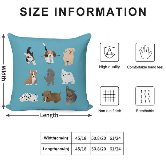 Puppies (blue) Soft Shrink-Resistant Throw Pillow