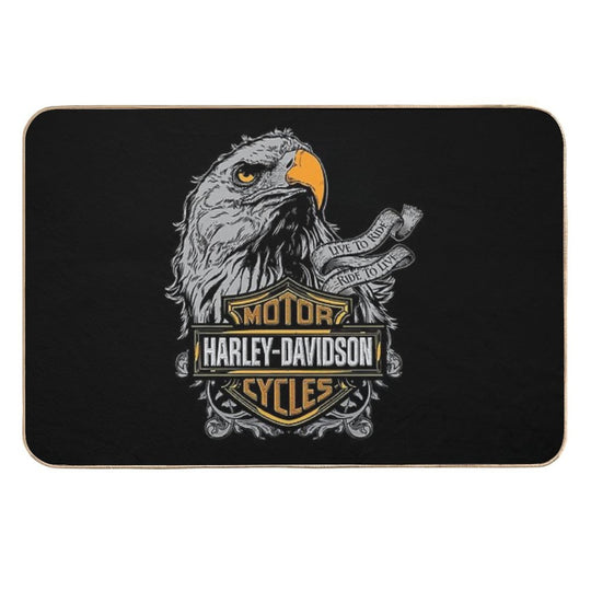 Halftone Vintage Essence, Timeless Motorcycle Spirit  Slip-Resistant Bath Mat