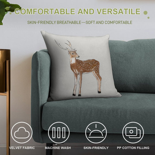 Nursery Art - Deer That Turns Wishes Soft Durable Construction Throw Pillow