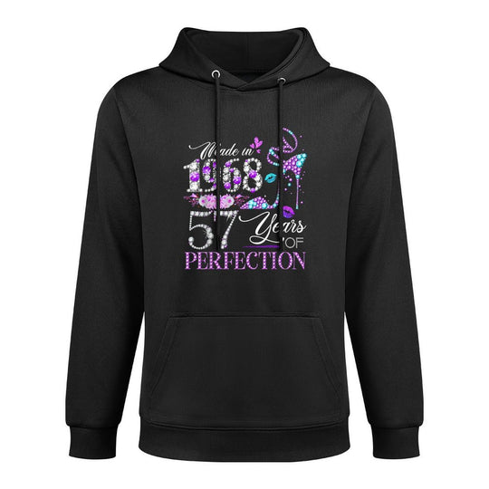 57th Birthday Queen Made in 1968 Diamond 57 Years Old Floral Medium-Weight Fabric Hoodie