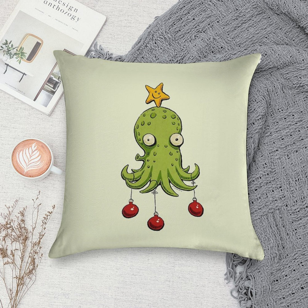Christmas Cephalopod Soft Fade-Resistant Throw Pillow