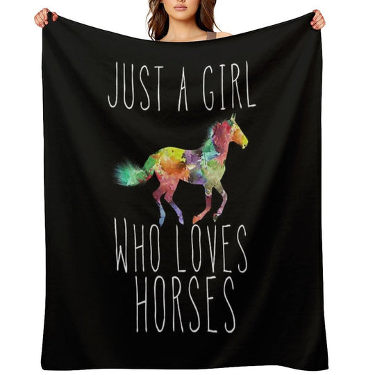 Just A Girl Who Loves Horses Travel-friendly Throw Blanket