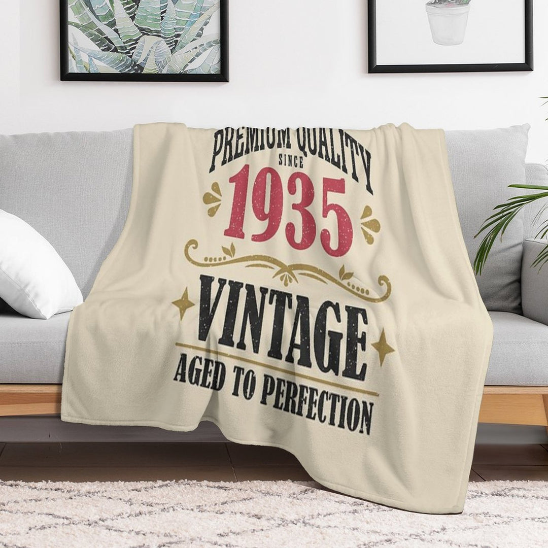 90th Birthday Vintage 90 Years Premium Quality Since 1935 Eco-conscious Throw Blanket
