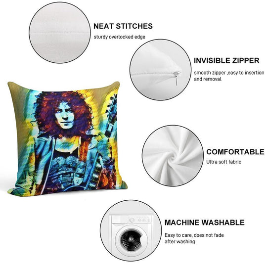 Marc Bolan Soft Hidden Zipper Throw Pillow