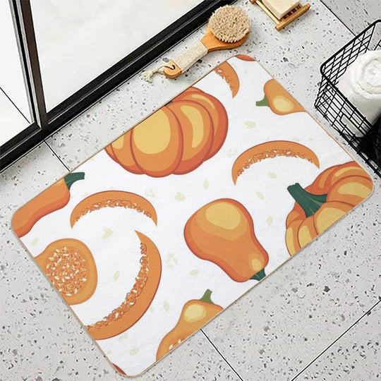 Fall Harvest Seamless Pattern with Pumpkins, Pumpkin Slices And Pumpkin Seeds  Toxin-Free Bath Mat