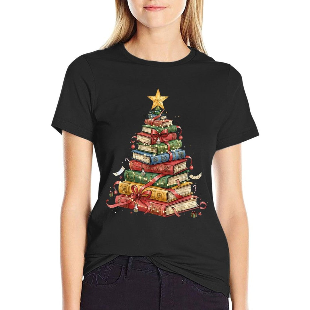 All Booked for Christmas Book Christmas Tree Lights  Slim-fit Cut T-Shirt
