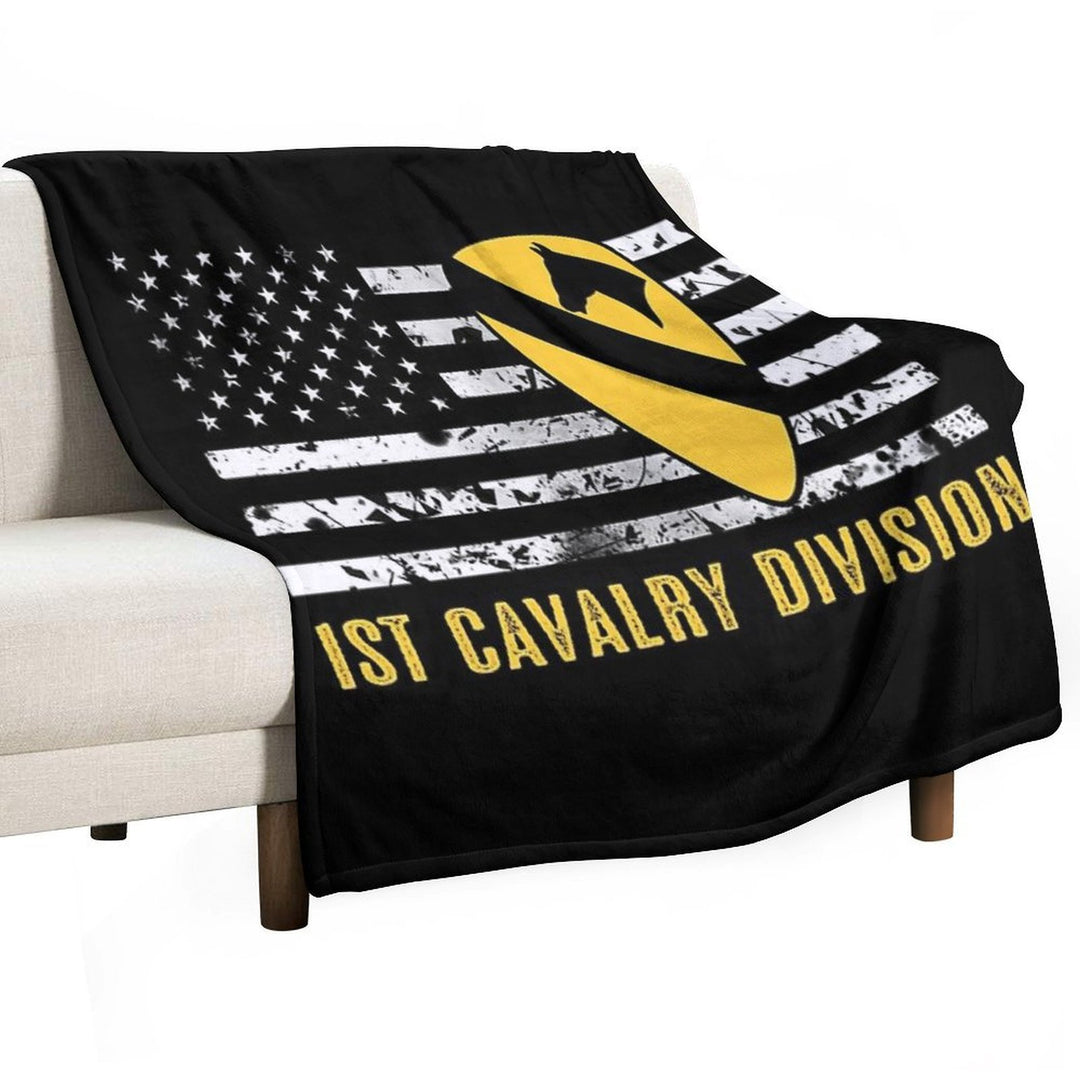1st Cavalry Division (Distressed Flag) Velvety-soft Throw Blanket