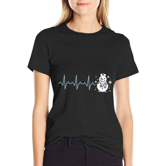 Heartbeat Nurse Snowman Nurse Christmas  Quick-drying T-Shirt