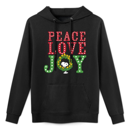 Peanuts Christmas Snoopy Woodstock Wreath Adjustable Hood Hoodie