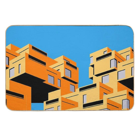 Habitat 67 Block Colours, Montreal, Canada Print, Brutalist, Brutalism, Architecture  Rapid-Drying Bath Mat