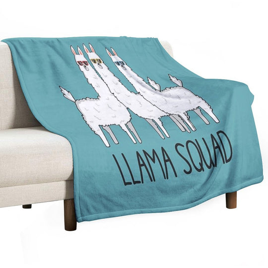 Llama Squad- Funny Cute Llama Gift Plush Throw Blanket