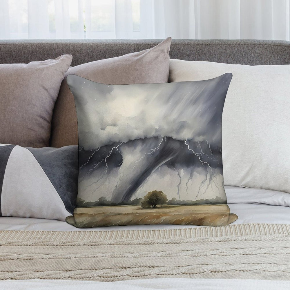 Tornado over Field Soft Anti-Pilling Throw Pillow