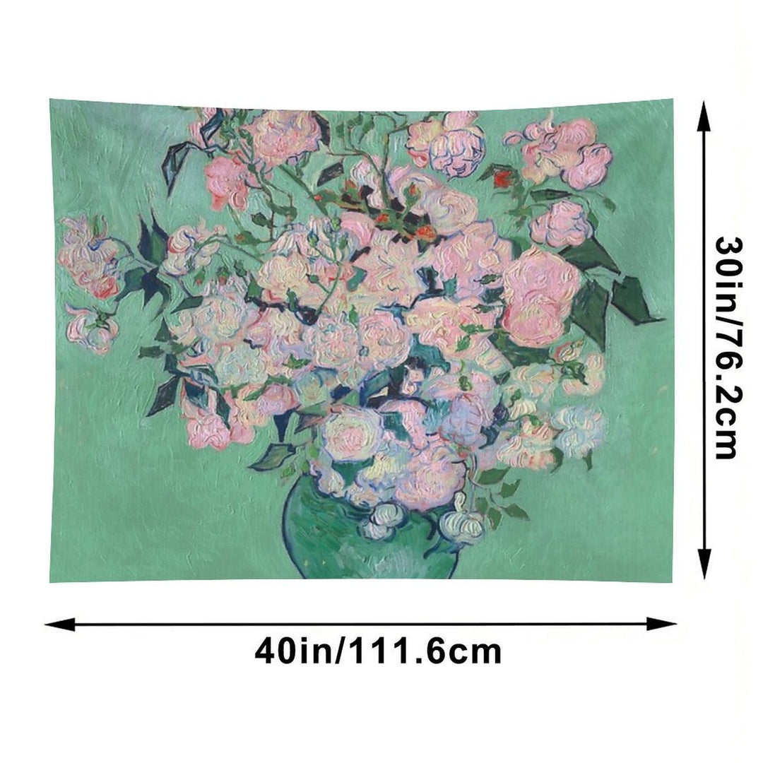 Pink Roses in A Vase, Vincent Van Gogh Tapestry