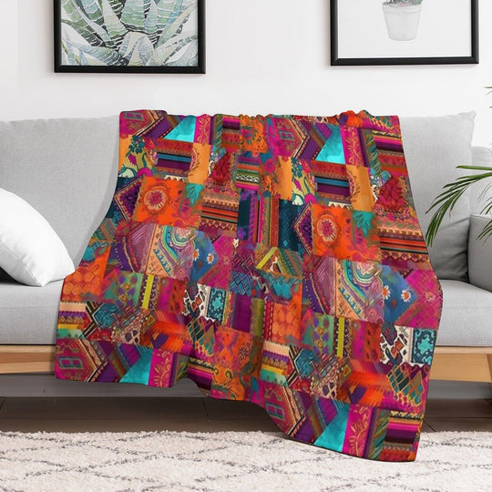 Bohemian Patchwork Style Versatility Throw Blanket