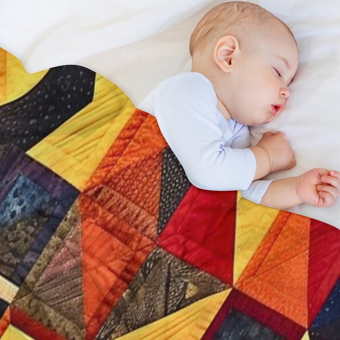 Block Quilt Pattern Gift-ready Throw Blanket