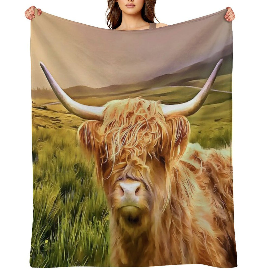 Highland Cow (Painting) Comfort Throw Blanket
