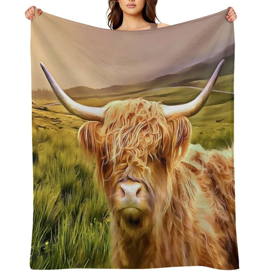 Highland Cow (Painting) Comfort Throw Blanket