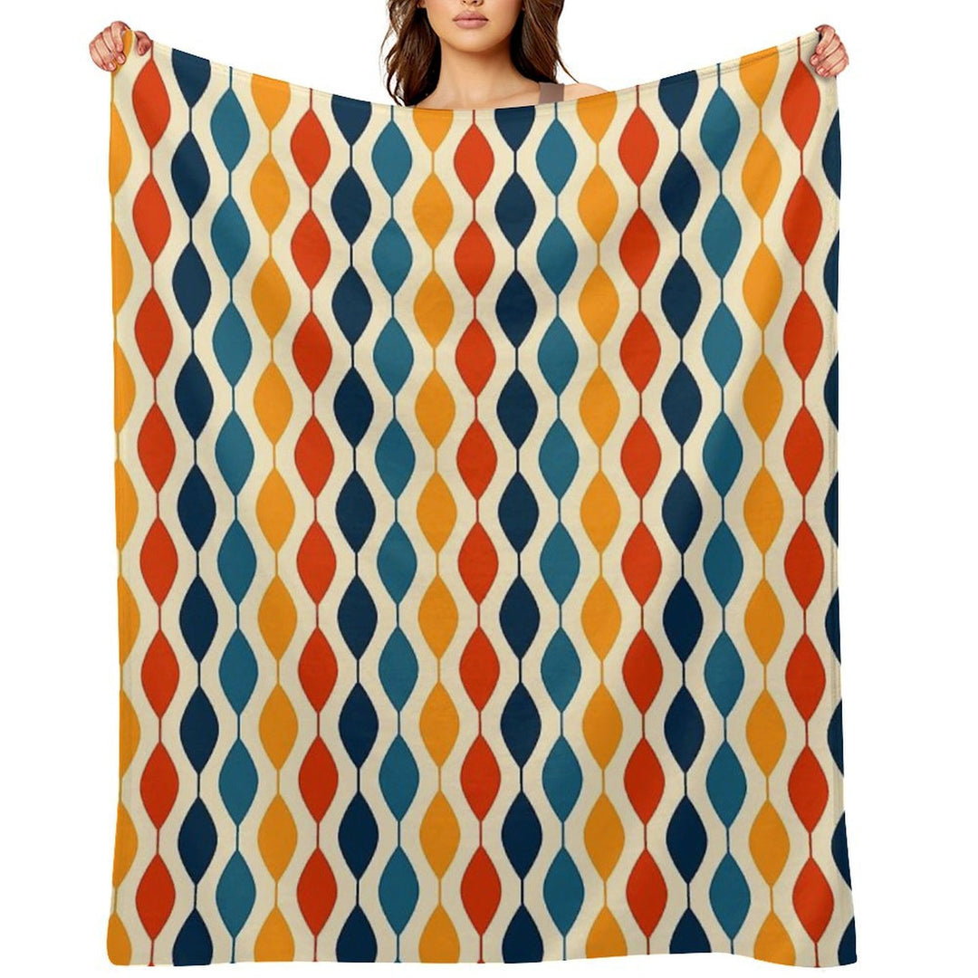 Retro 1970's Mid-Century Pattern Plush Throw Blanket