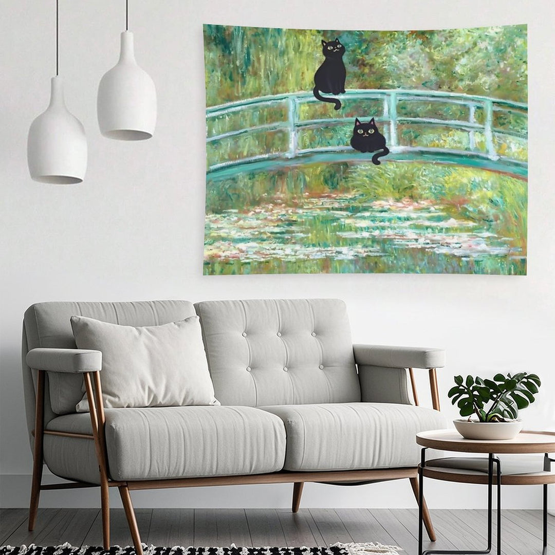 Monet's The Water Lily Pond Bridge with The Cats Tapestry