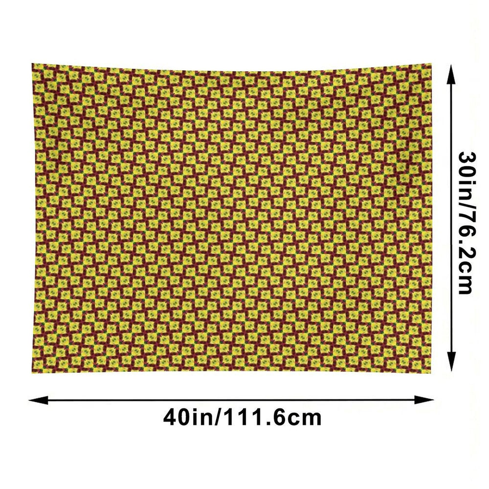 Gold And Green Angled Diamond Bowties on Red Tapestry