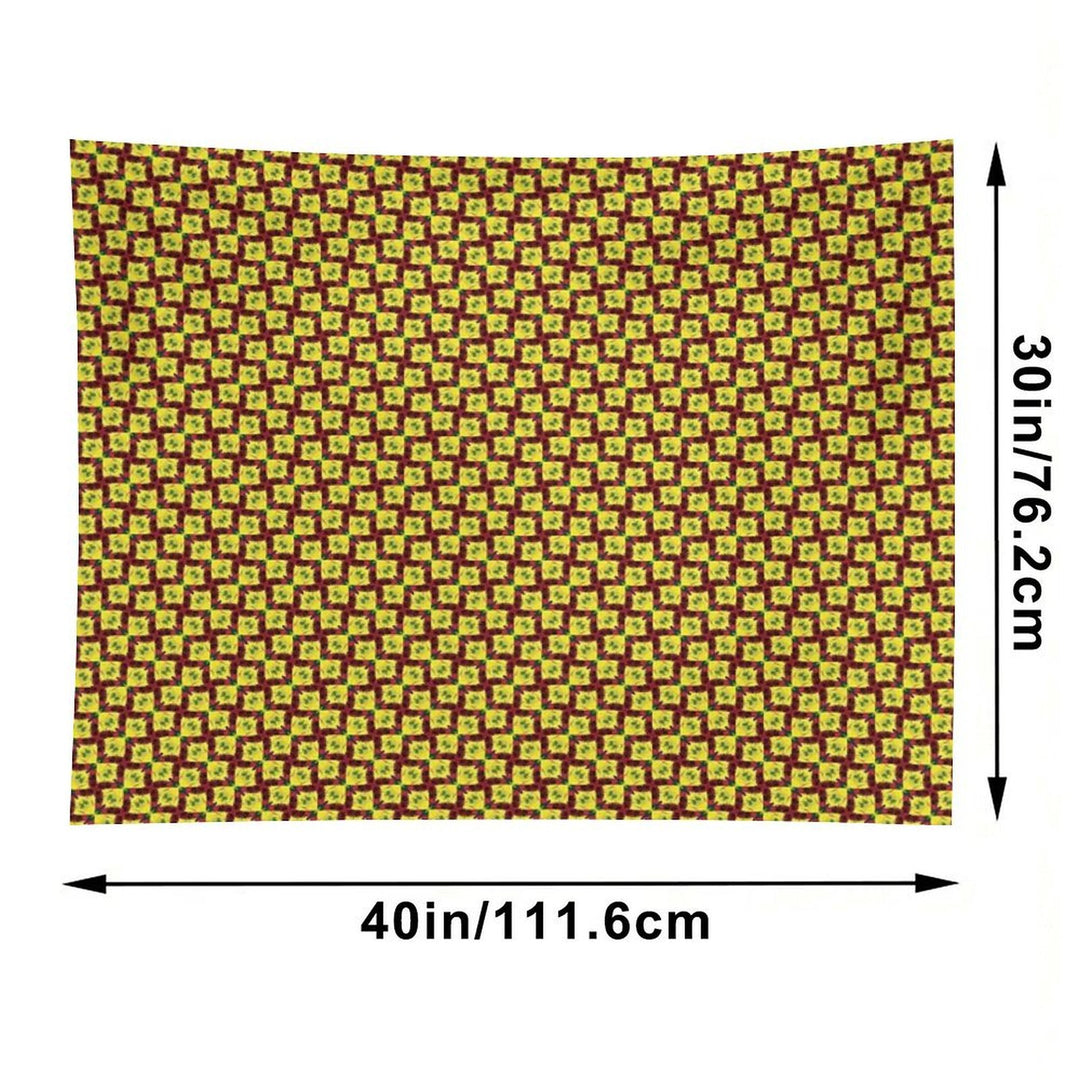 Gold And Green Angled Diamond Bowties on Red Tapestry