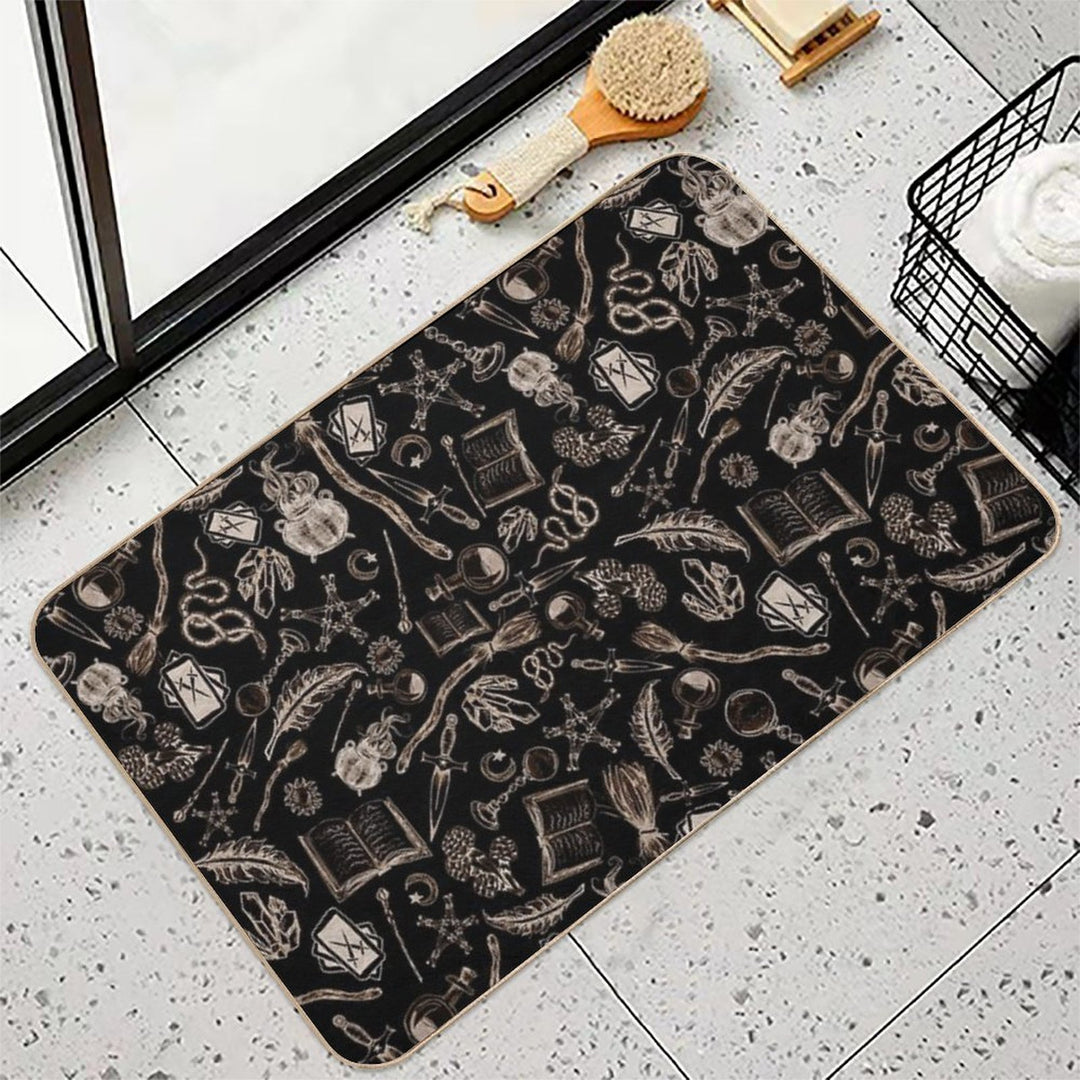 Modern Witches Altar in Black And Gold  Dirt-Trapping Bath Mat