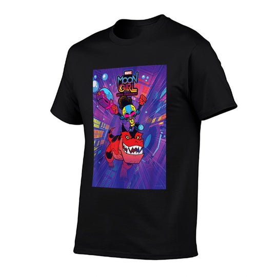 Marvel Moon Girl And Devil Dinosaur Series Poster And Logo  Ribbed Collar T-Shirt