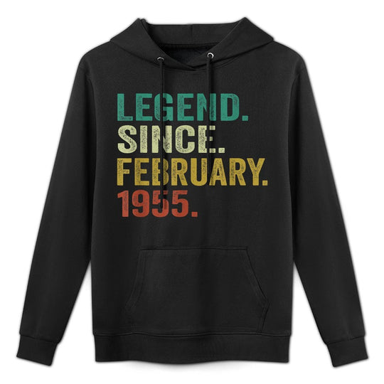 70 Years Old Gifts Legend Since February 1955 70th Birthday Casual Wear Hoodie
