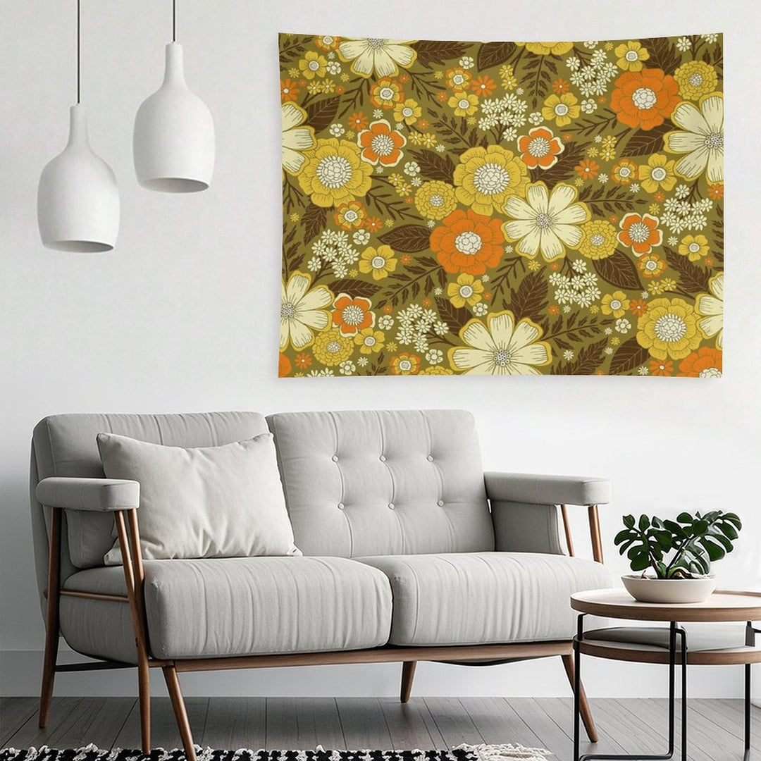 1970s RetroVintage Floral Pattern Tapestry