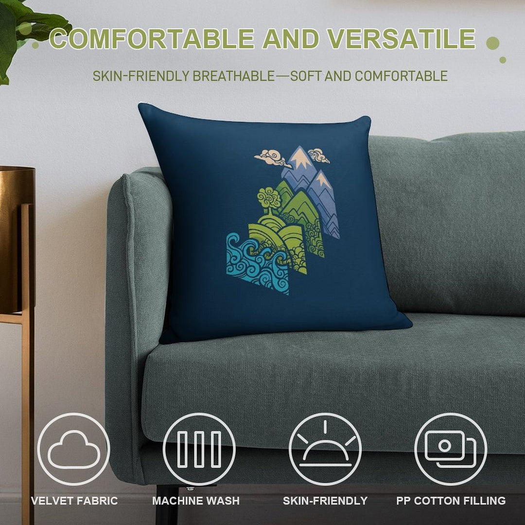 How to Build A Landscape  Blue Soft Shrink-Resistant Throw Pillow