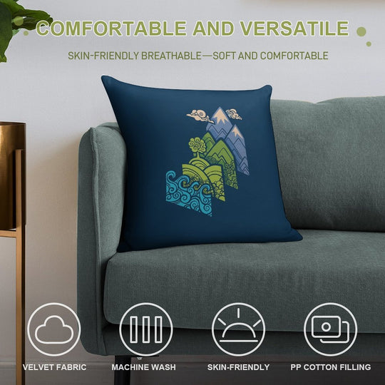 How to Build A Landscape  Blue Soft Shrink-Resistant Throw Pillow