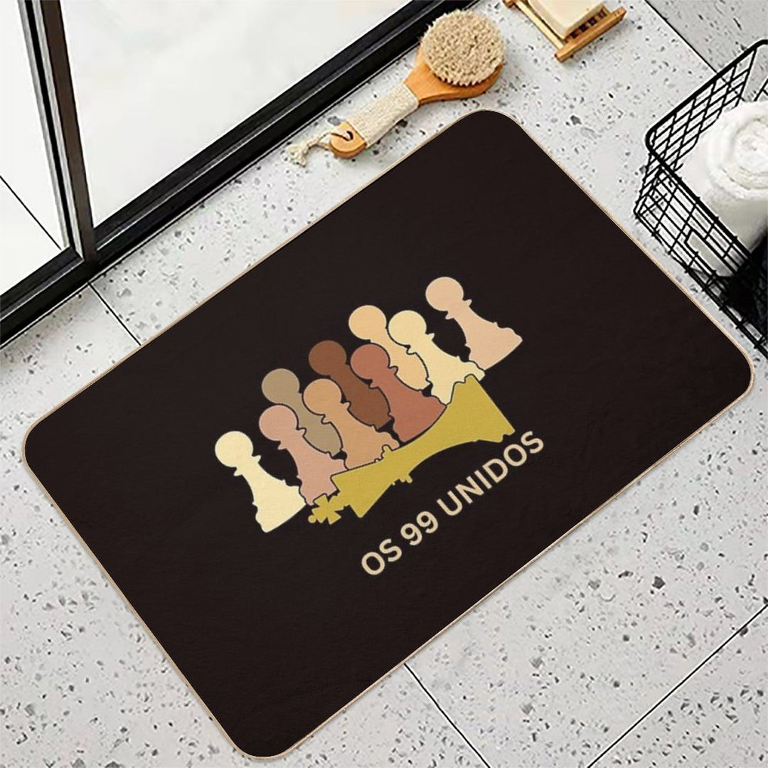 The 99 United -(Portuguese (Português)) Worldwide Unity of The 99 (Flesh Tone Pawns W Gold King) Durable Bath Mat