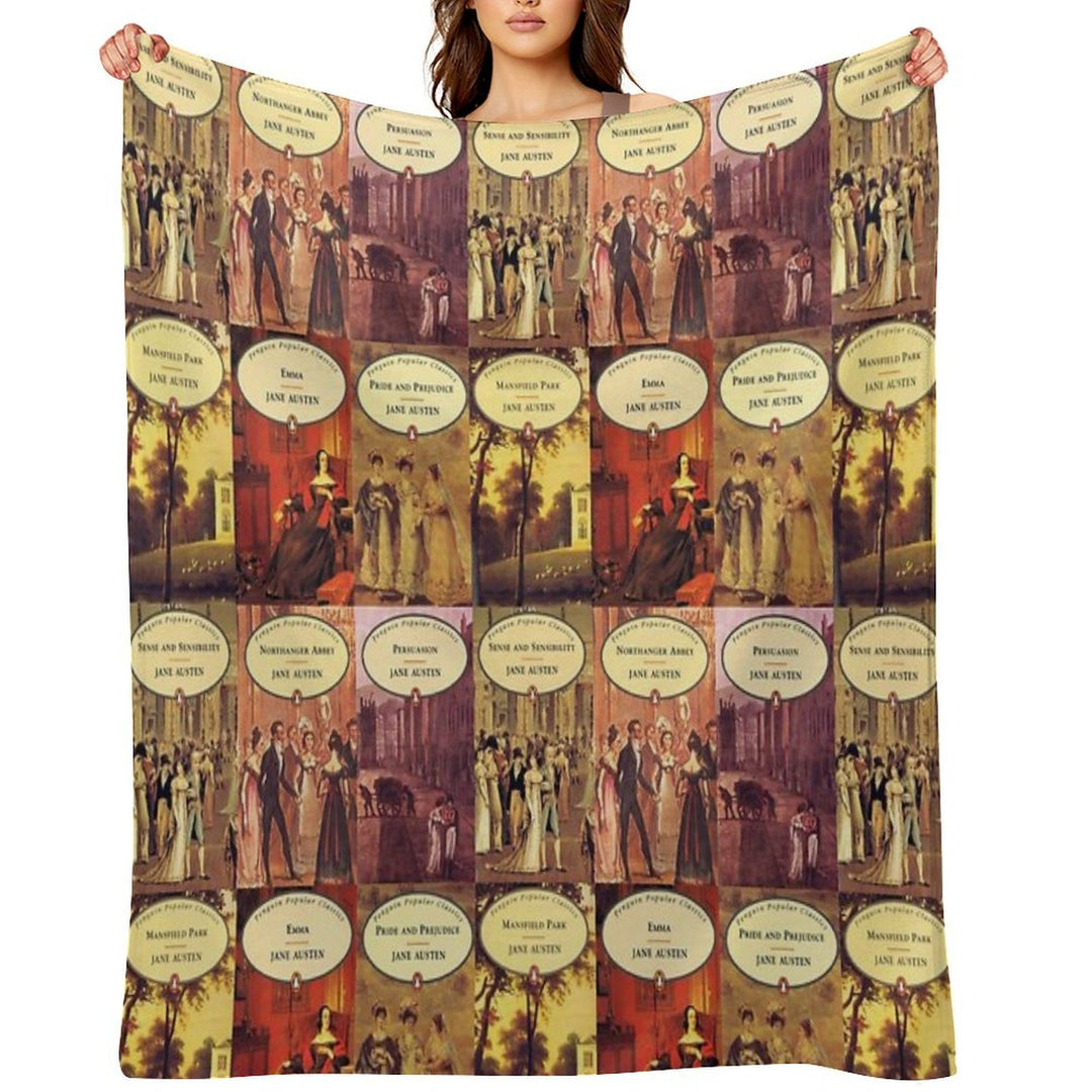 Jane Austen Vintage Books Plush Throw Blanket